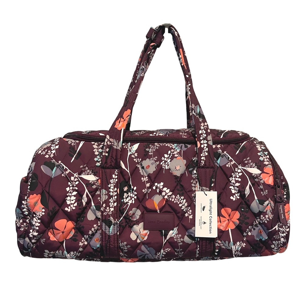 Vera Bradley Ultralight Active Duffel Bag Floral Print Burgundy Lightweight